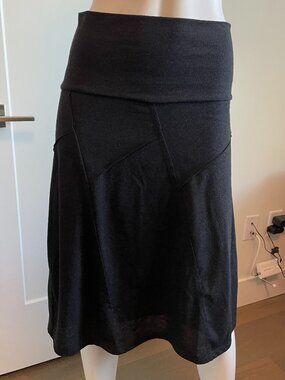 Prana Fit & Flare Boho Lined Casual Panel Stitch Design Skirt Charcoal Grey XS